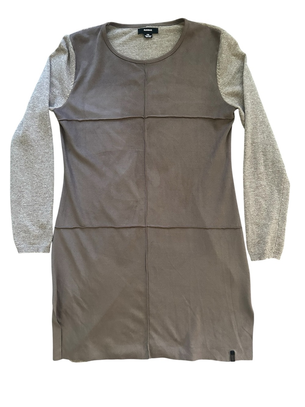 RUDSAK Women’s Taupe Faux Suede Sweater Dress Angora Blend - Picture 3 of 12